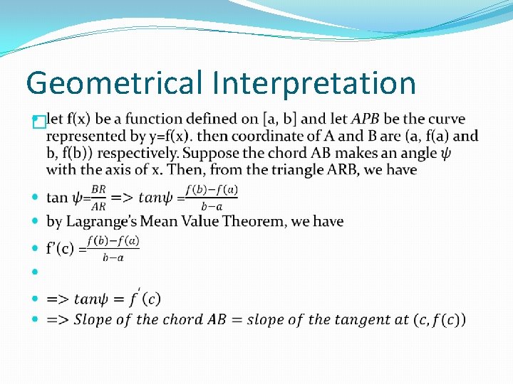 Geometrical Interpretation � 