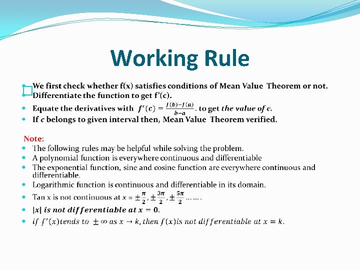 Working Rule � 