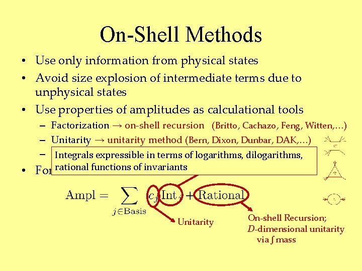 On-Shell Methods • Use only information from physical states • Avoid size explosion of