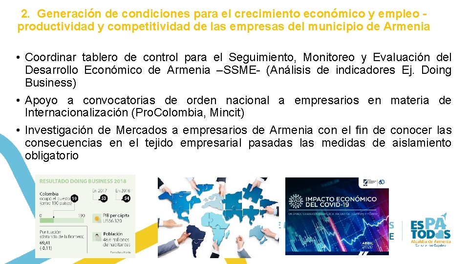 2. Generación de condiciones para el crecimiento económico y empleo productividad y competitividad de