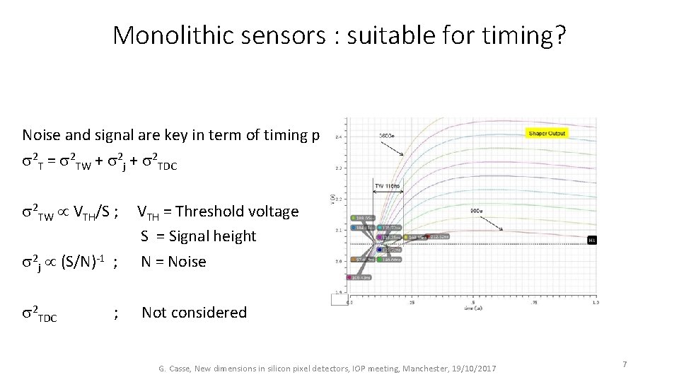 Monolithic sensors : suitable for timing? Noise and signal are key in term of