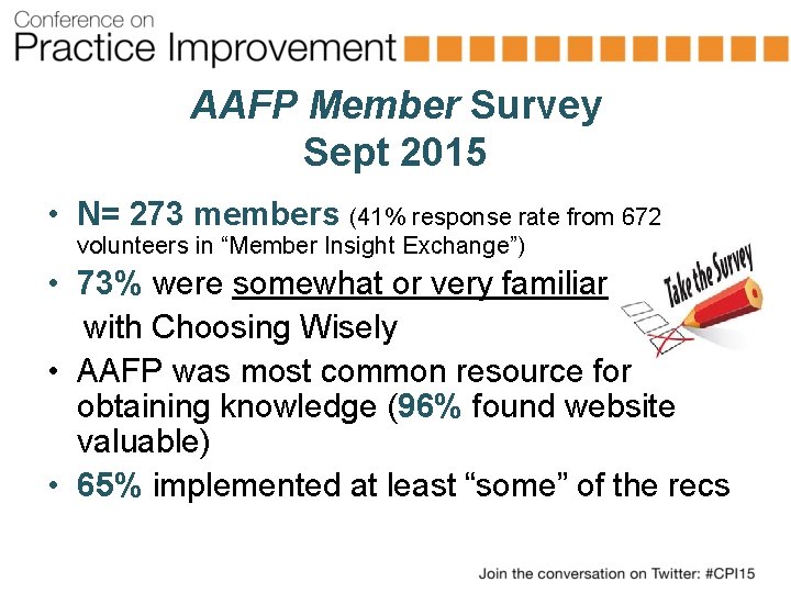 AAFP Member Survey Sept 2015 • N= 273 members (41% response rate from 672