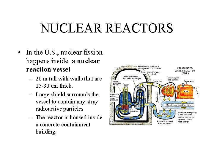 NUCLEAR REACTORS • In the U. S. , nuclear fission happens inside a nuclear