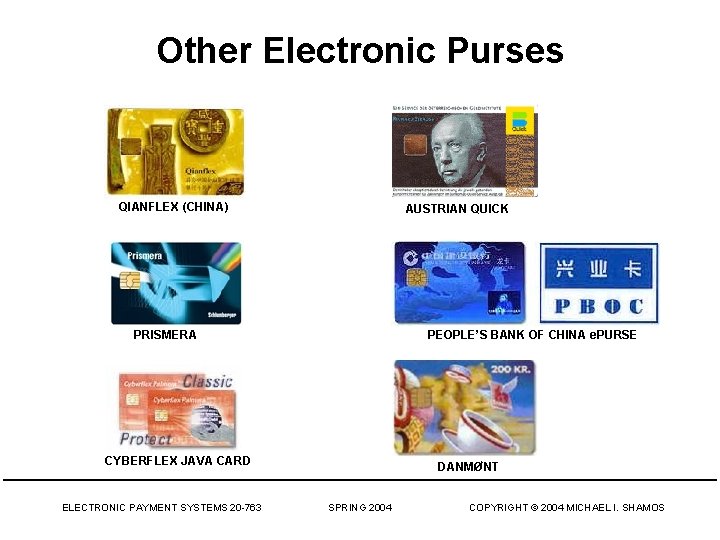 Other Electronic Purses QIANFLEX (CHINA) AUSTRIAN QUICK PRISMERA PEOPLE’S BANK OF CHINA e. PURSE