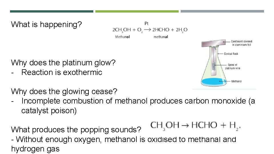 What is happening? Why does the platinum glow? - Reaction is exothermic Why does