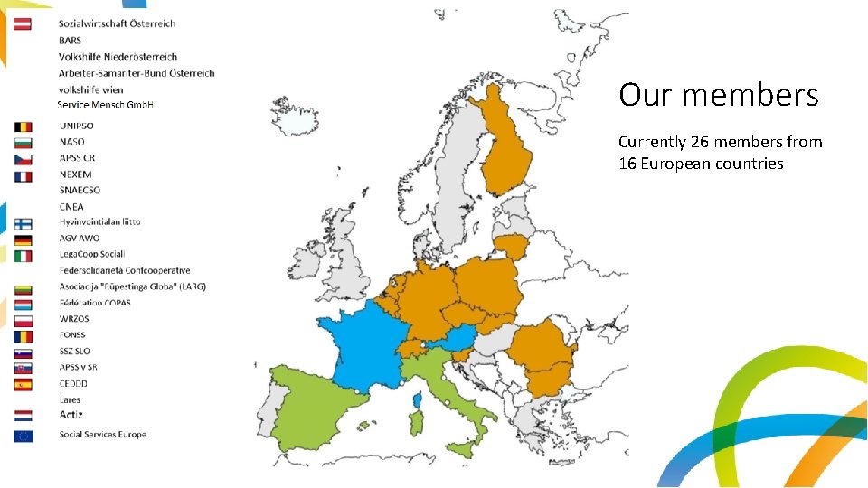 Our members Currently 26 members from 16 European countries 