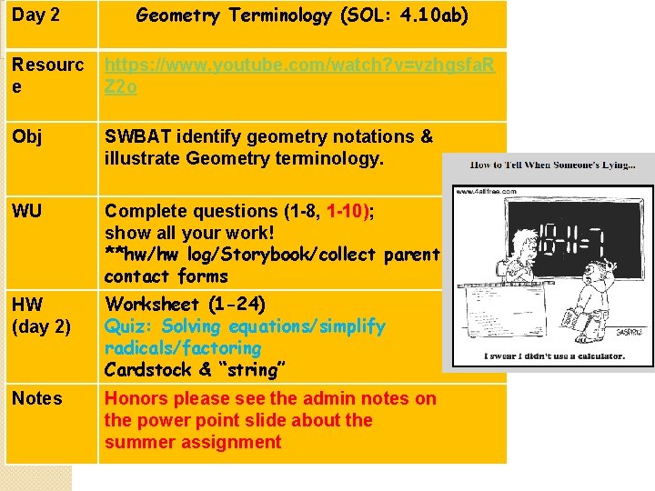 Day 2 Geometry Terminology (SOL: 4. 10 ab) Resourc e https: //www. youtube. com/watch?