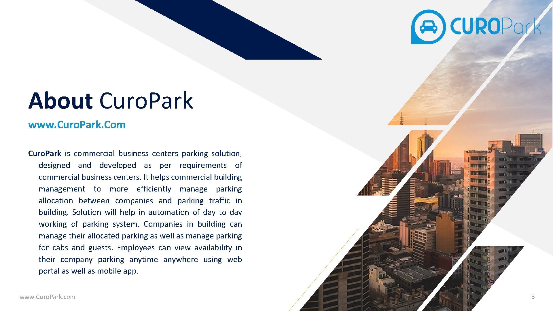 About Curo. Park www. Curo. Park. Com Curo. Park is commercial business centers parking