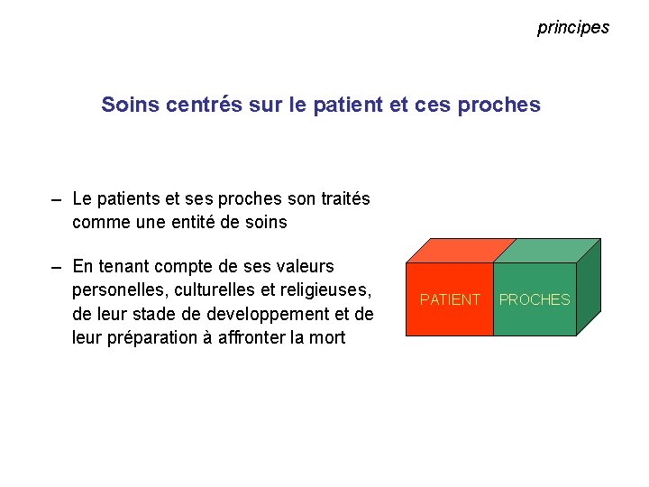 principes Soins centrés sur le patient et ces proches – Le patients et ses