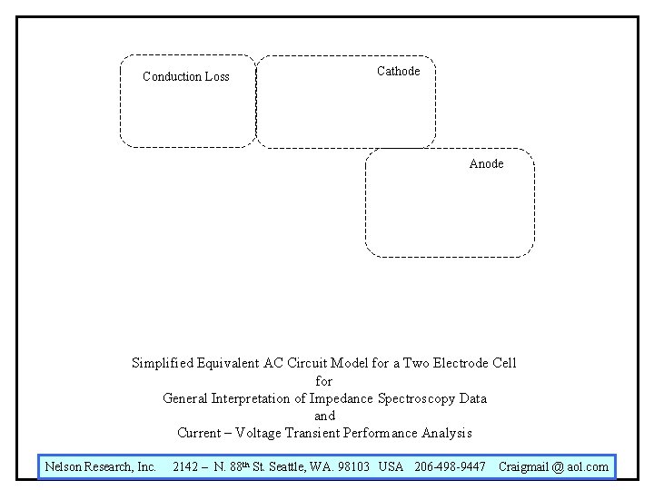 Conduction Loss Cathode Anode Simplified Equivalent AC Circuit Model for a Two Electrode Cell
