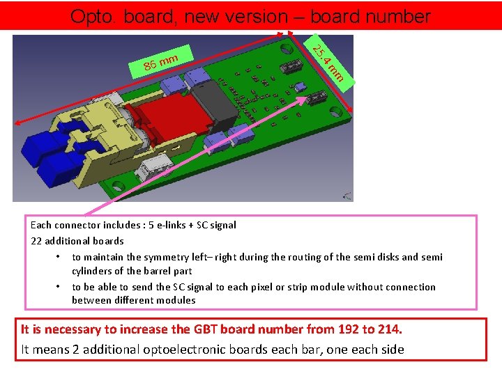 Opto. board, new version – board number. 4 25 m m m 86 m