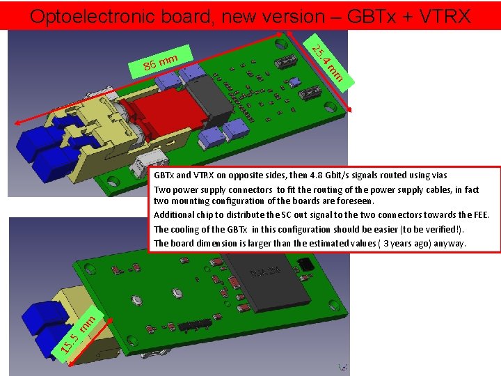 Optoelectronic board, new version – GBTx + VTRX. 4 25 m m m 86
