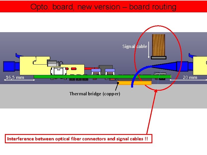 Opto. board, new version – board routing Signal cable 16, 5 mm 20 mm