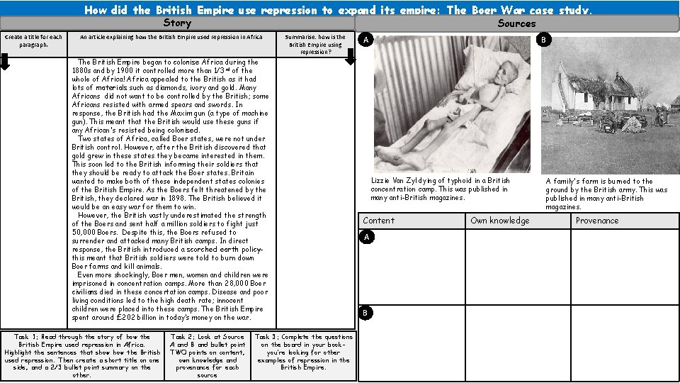 How did the British Empire use repression to