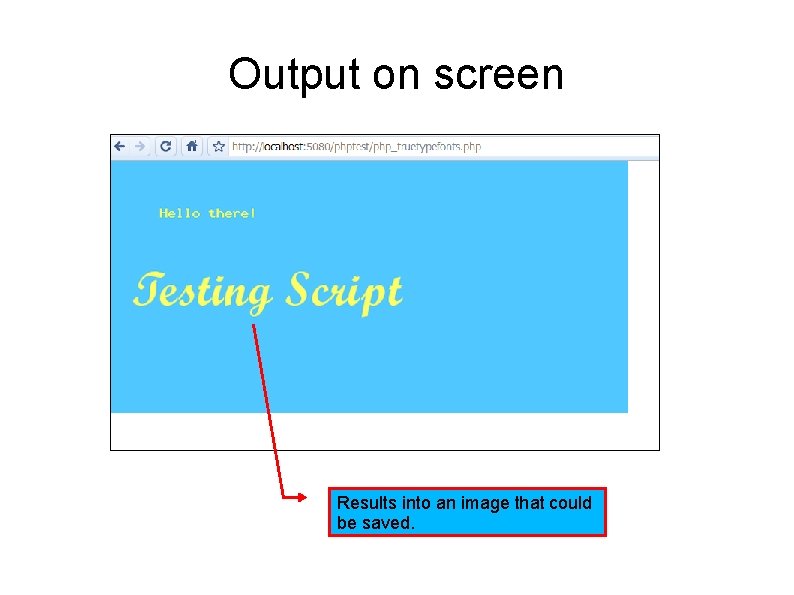 Output on screen Results into an image that could be saved. Output on screen Results into an image that could be saved.