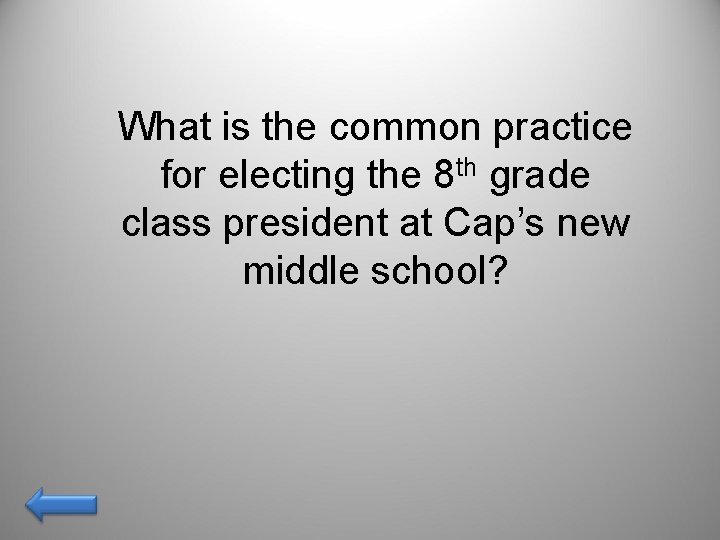 What is the common practice for electing the 8 th grade class president at