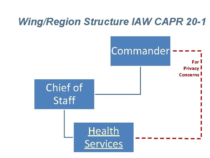 Wing/Region Structure IAW CAPR 20 -1 Commander For Privacy Concerns Chief of Staff Health