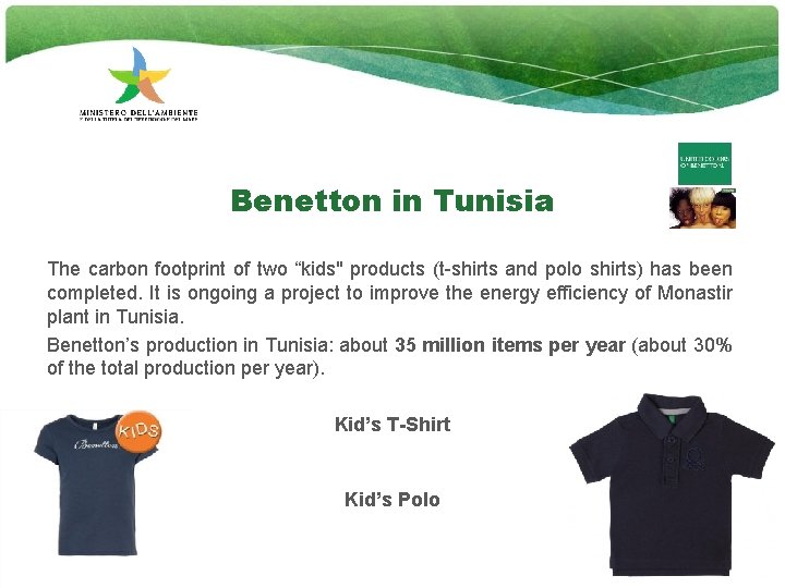 Benetton in Tunisia The carbon footprint of two “kids" products (t-shirts and polo shirts)