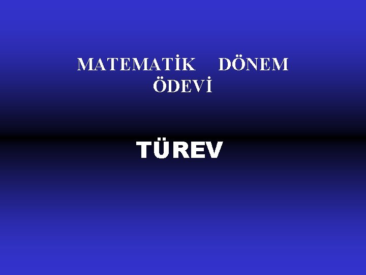 MATEMATİK DÖNEM ÖDEVİ TÜREV 