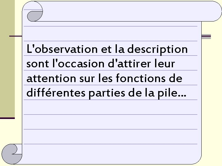 L'observation et la description sont l'occasion d'attirer leur attention sur les fonctions de différentes