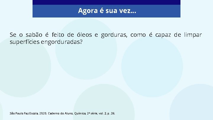 Agora é sua vez. . . Se o sabão é feito de óleos e