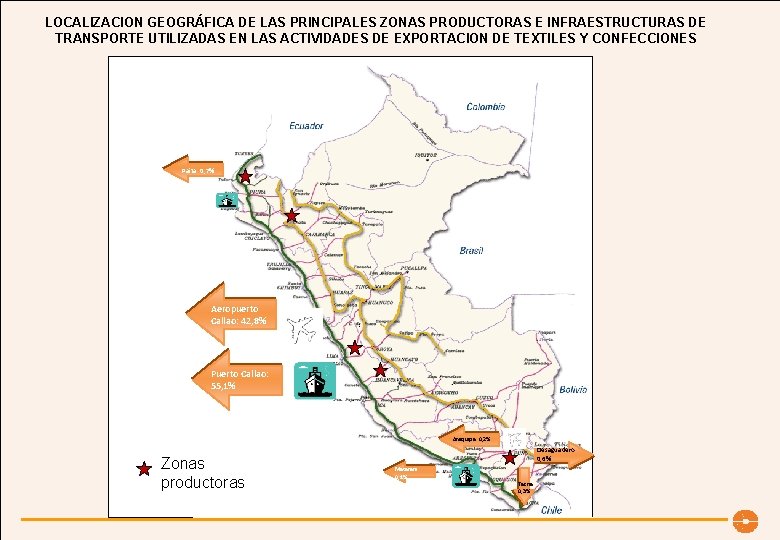 LOCALIZACION GEOGRÁFICA DE LAS PRINCIPALES ZONAS PRODUCTORAS E INFRAESTRUCTURAS DE TRANSPORTE UTILIZADAS EN LAS