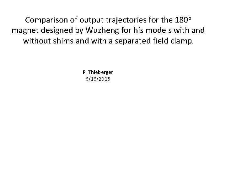 Comparison of output trajectories for the 180 o magnet designed by Wuzheng for his