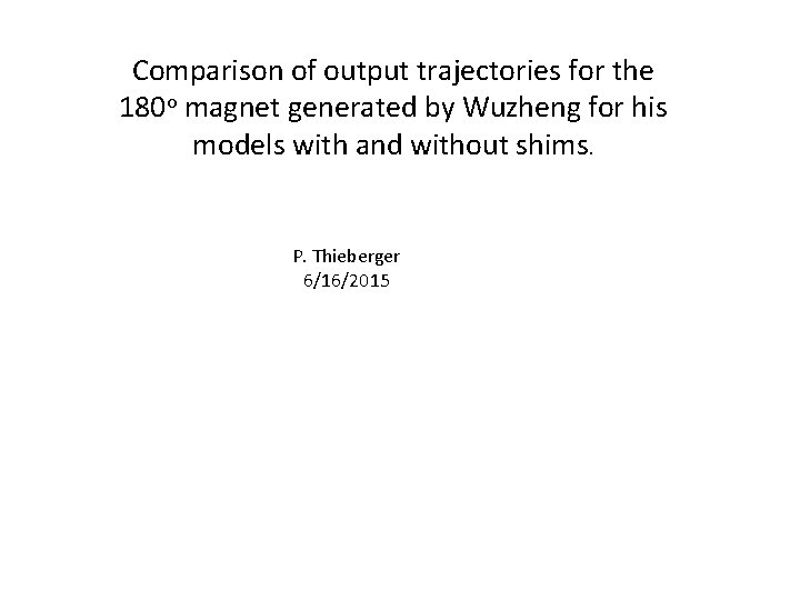 Comparison of output trajectories for the 180 o magnet generated by Wuzheng for his