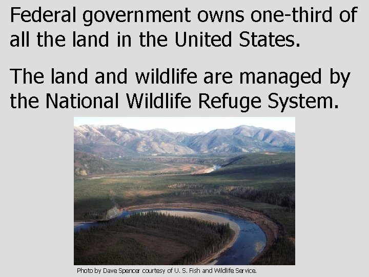 Federal government owns one-third of all the land in the United States. The land