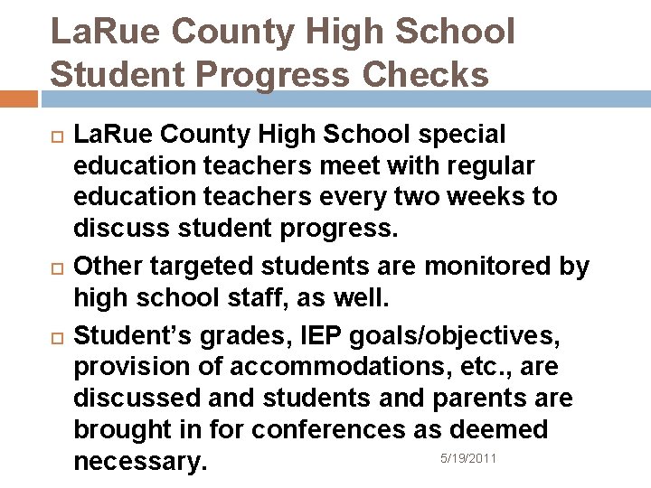 La. Rue County High School Student Progress Checks La. Rue County High School special