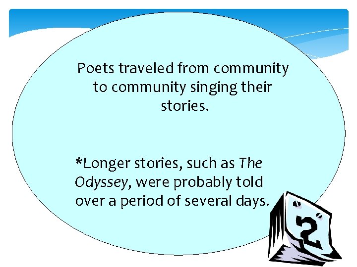 Poets traveled from community to community singing their stories. *Longer stories, such as The