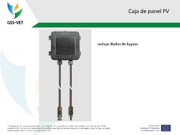 Caja de panel PV Incluye diodos de bypass 