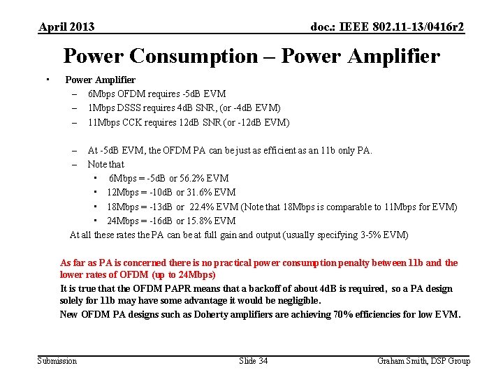 April 2013 doc. : IEEE 802. 11 -13/0416 r 2 Power Consumption – Power