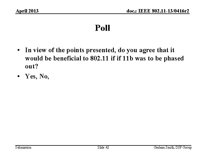 April 2013 doc. : IEEE 802. 11 -13/0416 r 2 Poll • In view