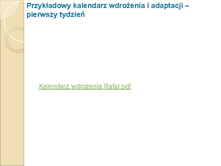 Przykładowy kalendarz wdrożenia i adaptacji – pierwszy tydzień Kalendarz wdrożenia Rafał. pdf 