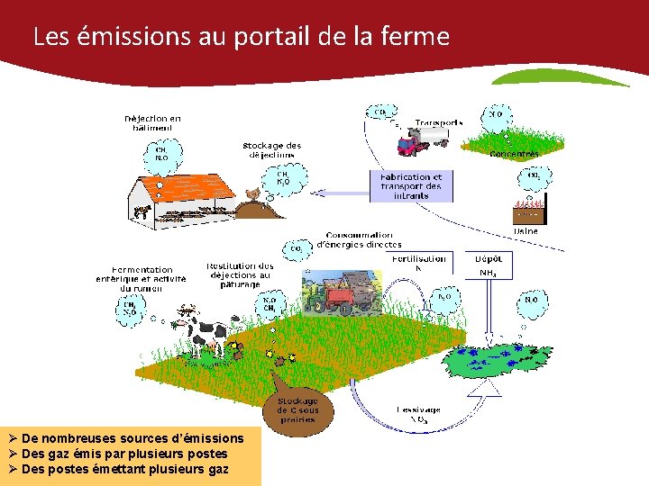 Les émissions au portail de la ferme Ø De nombreuses sources d’émissions Ø Des