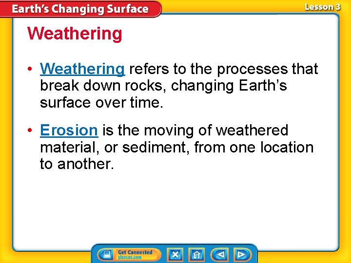 Weathering • Weathering refers to the processes that break down rocks, changing Earth’s surface