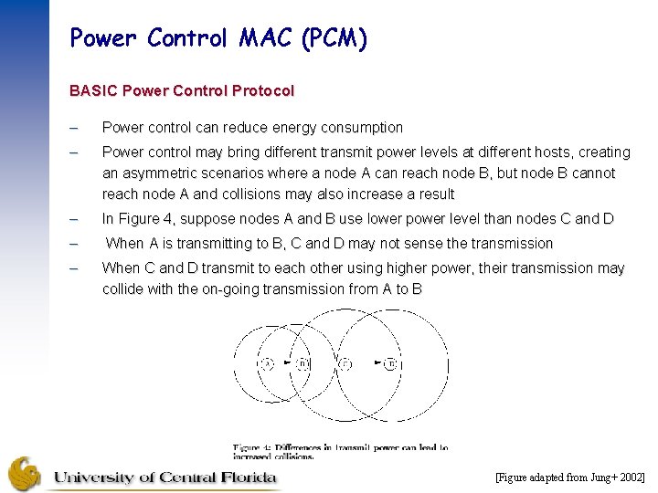 Power Control MAC (PCM) BASIC Power Control Protocol – Power control can reduce energy