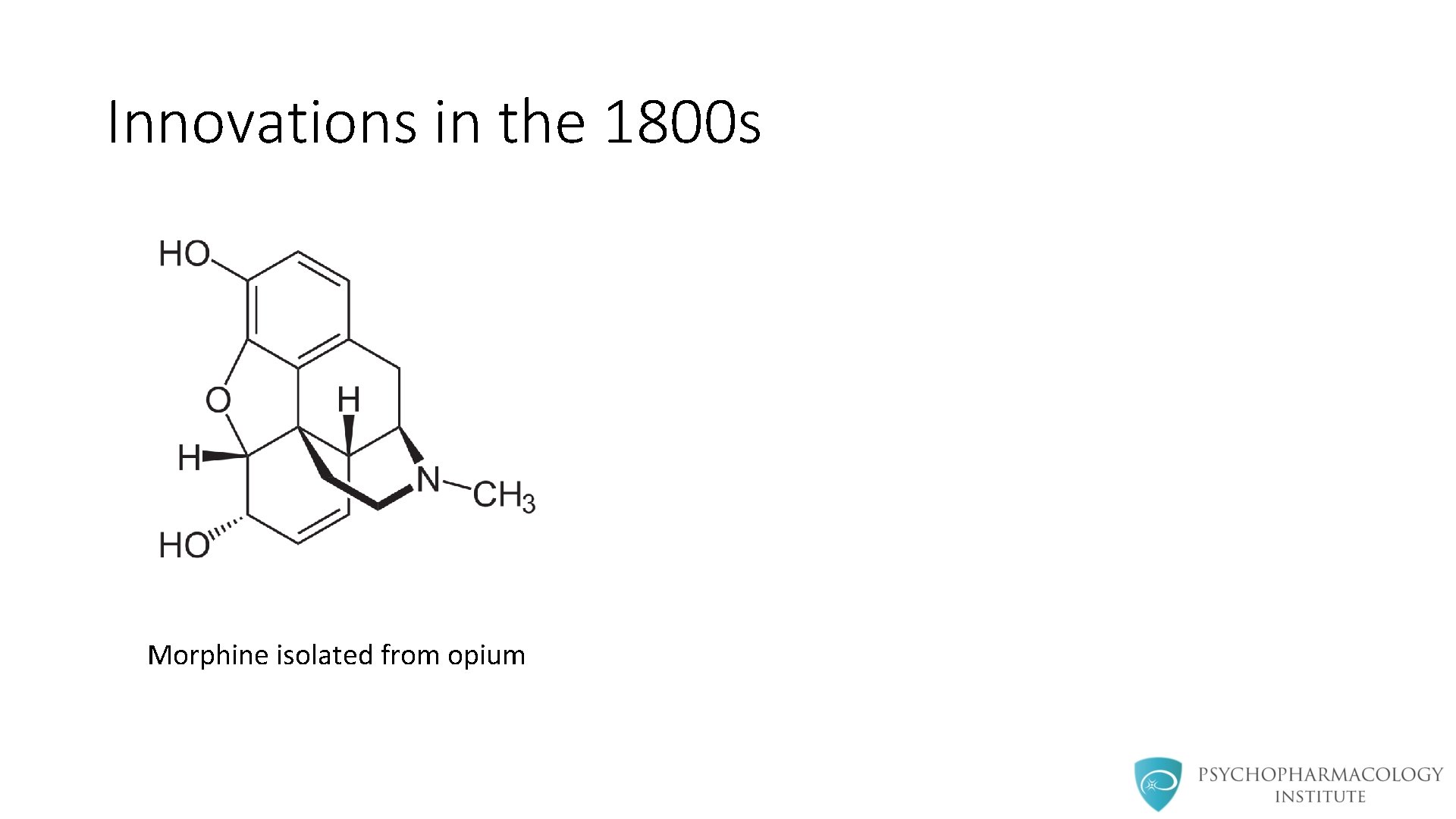 Innovations in the 1800 s Morphine isolated from opium 