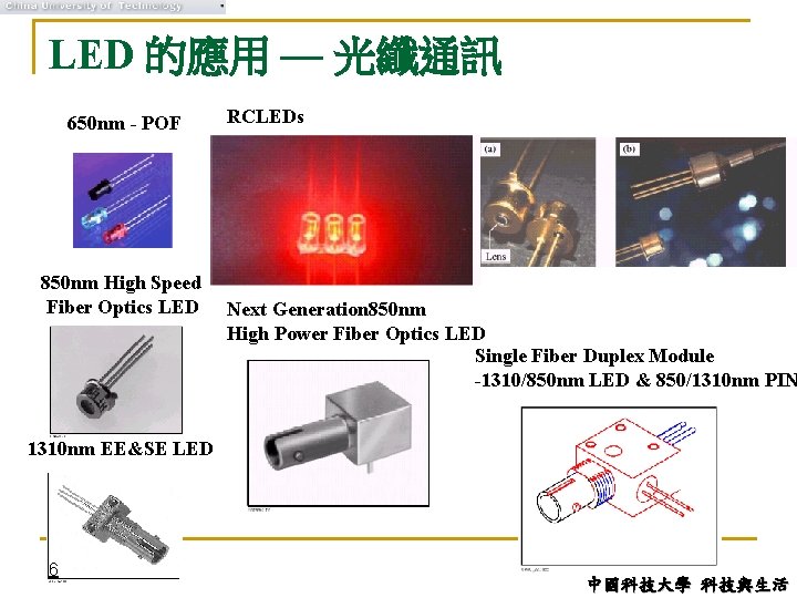 LED 的應用 — 光纖通訊 650 nm - POF 850 nm High Speed Fiber Optics