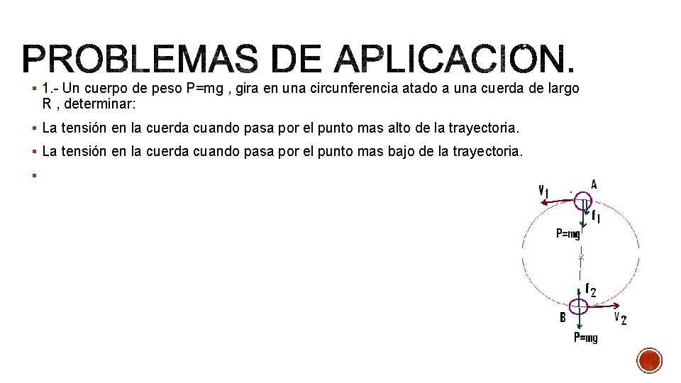 § 1. - Un cuerpo de peso P=mg , gira en una circunferencia atado