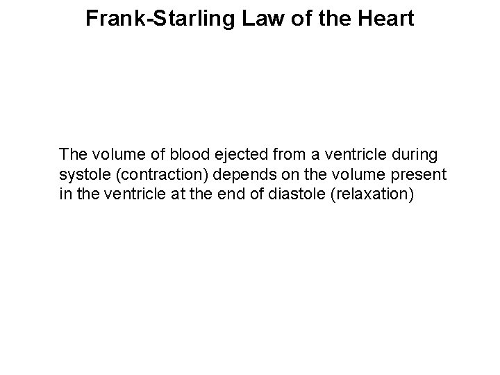 Frank-Starling Law of the Heart The volume of blood ejected from a ventricle during