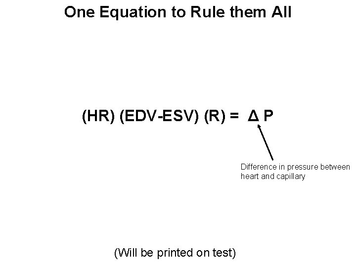 One Equation to Rule them All (HR) (EDV-ESV) (R) = Δ P Difference in