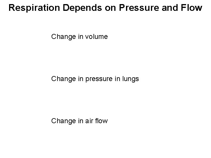 Respiration Depends on Pressure and Flow Change in volume Change in pressure in lungs