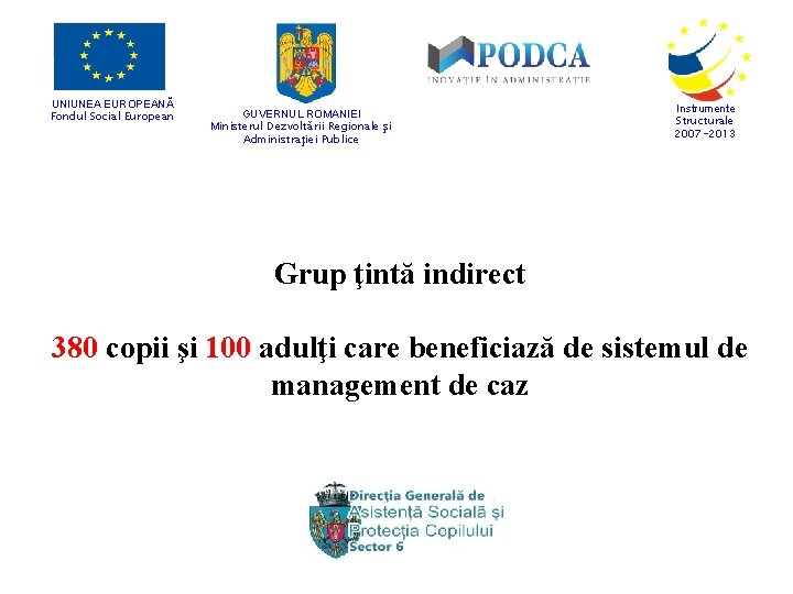 UNIUNEA EUROPEANĂ Fondul Social European GUVERNUL ROMANIEI Ministerul Dezvoltării Regionale şi Administraţiei Publice Instrumente