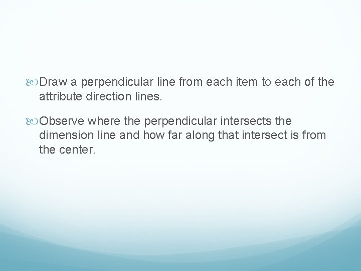  Draw a perpendicular line from each item to each of the attribute direction