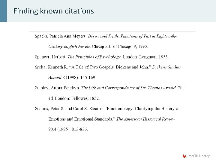 Finding known citations 