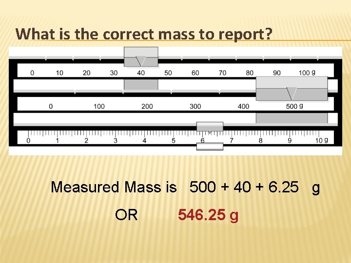 What is the correct mass to report? Measured Mass is 500 + 40 +