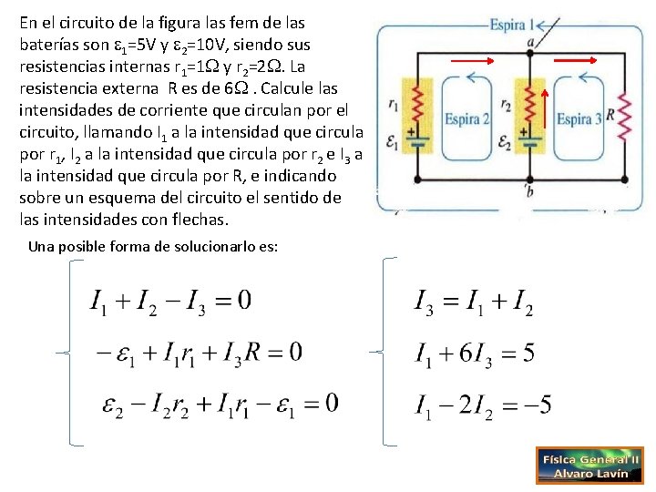 En el circuito de la figura las fem de las baterías son 1=5 V