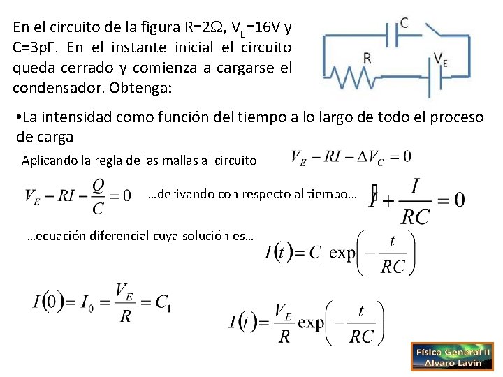 En el circuito de la figura R=2 , VE=16 V y C=3 p. F.